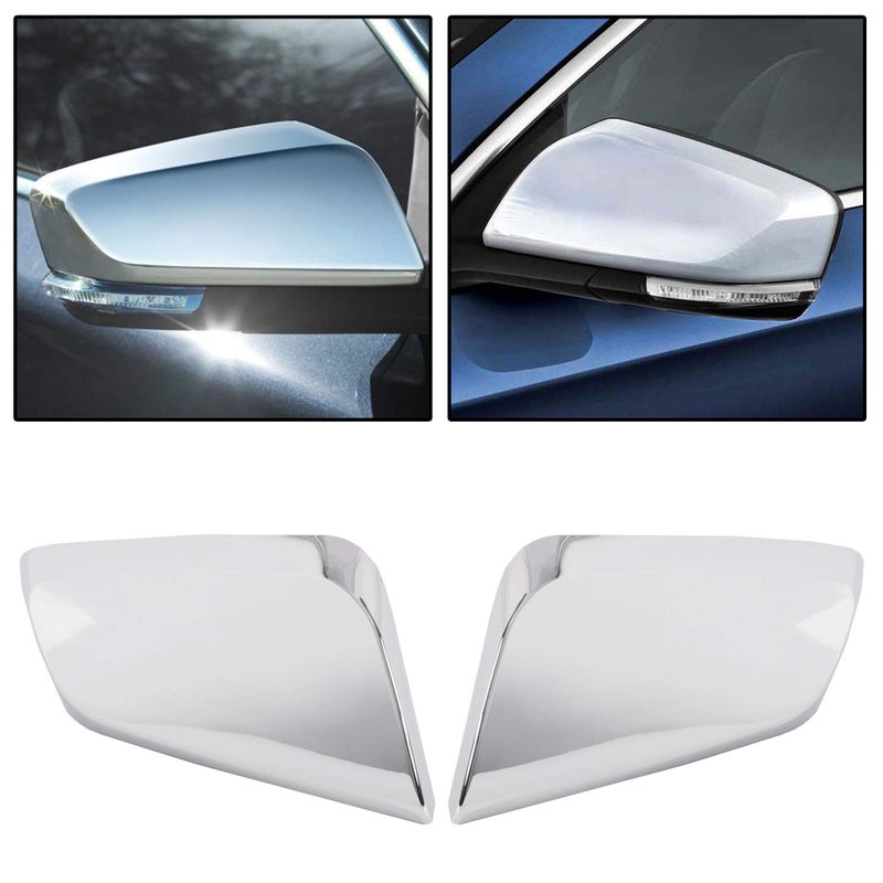 ECOTRIC Pair Mirror Covers Compatible With 2014-2020 Chevy Impala Overlays Trims Shells Chrome 2PCS - Image 1
